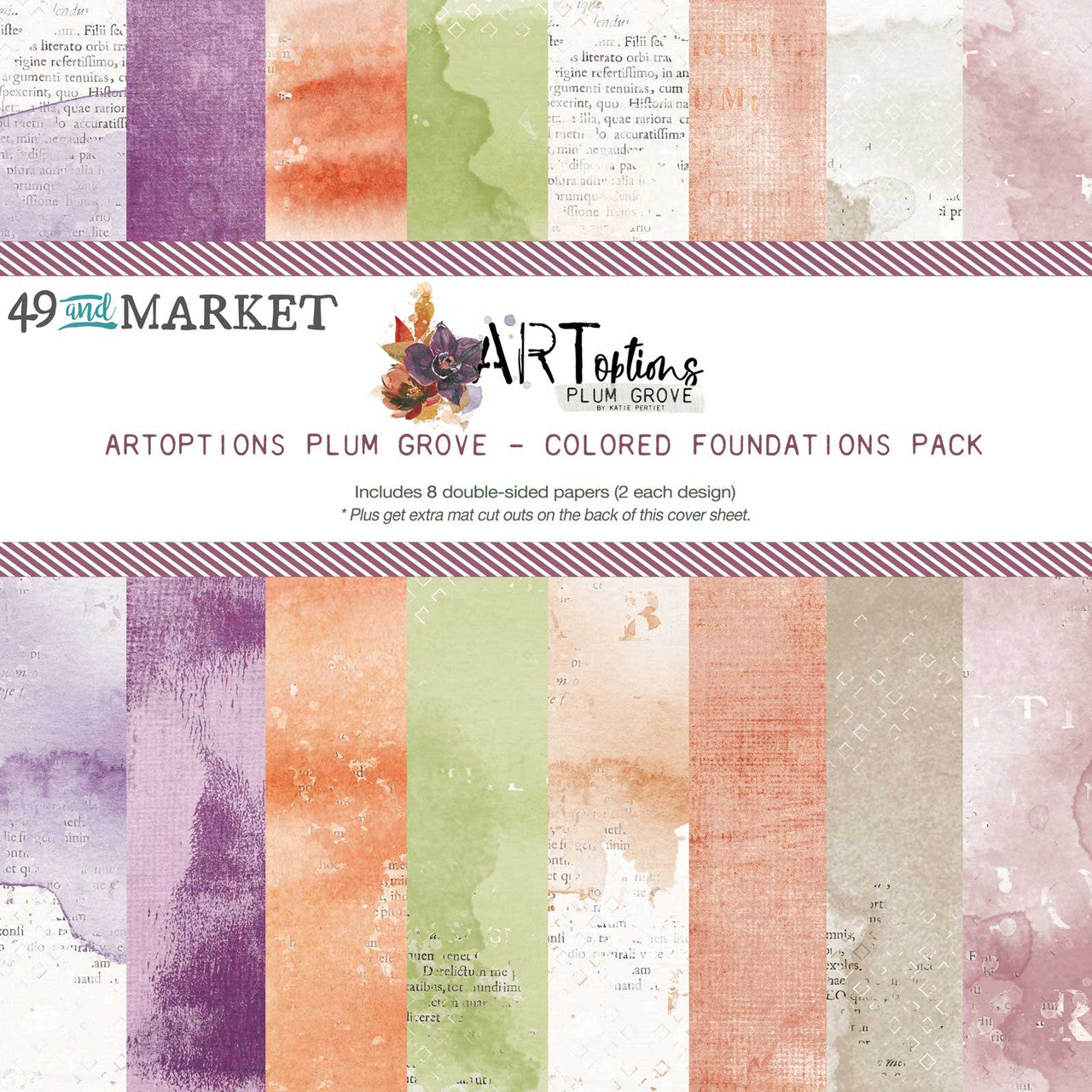 49 and Market ARToptions Plum Grove Paquete de bases de colores de 12 x 12